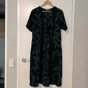 Marimekko black and grey cotton jersey a-line dress with pockets, excellent cond